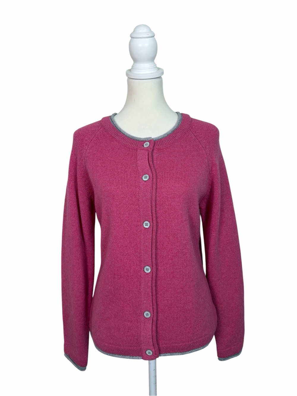 IrelandsEye Women’s Large Pink Wool Cashmere Cardigan Sweater Made in Ireland